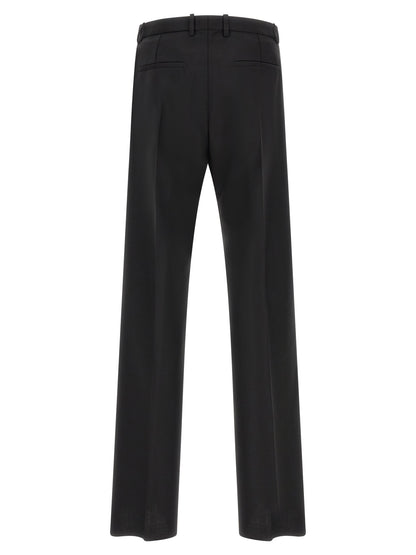 Trousers by Jil Sander for men in mohair virgin wool black features an on trend silhouette, showcasing a sophisticated straight-leg with a long and for an on trend finish.