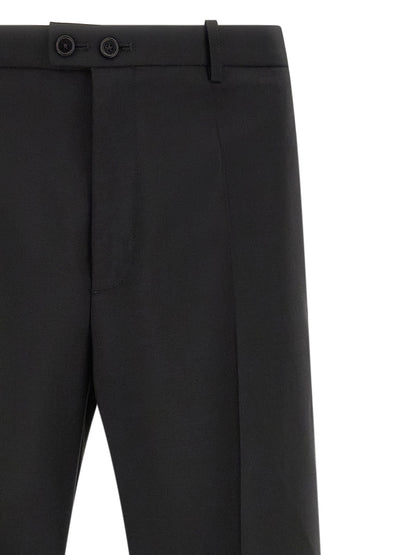 Trousers by Jil Sander for men in mohair virgin wool black features an sartorial silhouette, showcasing a precise straight-leg and long with a sartorial for a refined look.