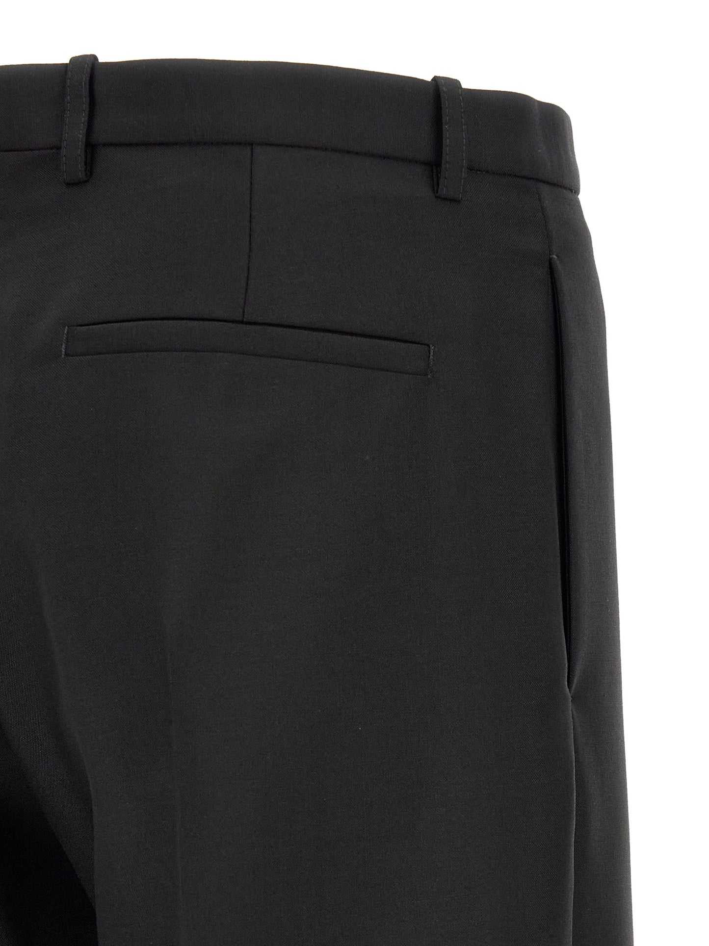 Trousers by Jil Sander for men in mohair virgin wool black presents a smart silhouette, meticulously detailed with a smart straight-leg, a smart long, and a smart .