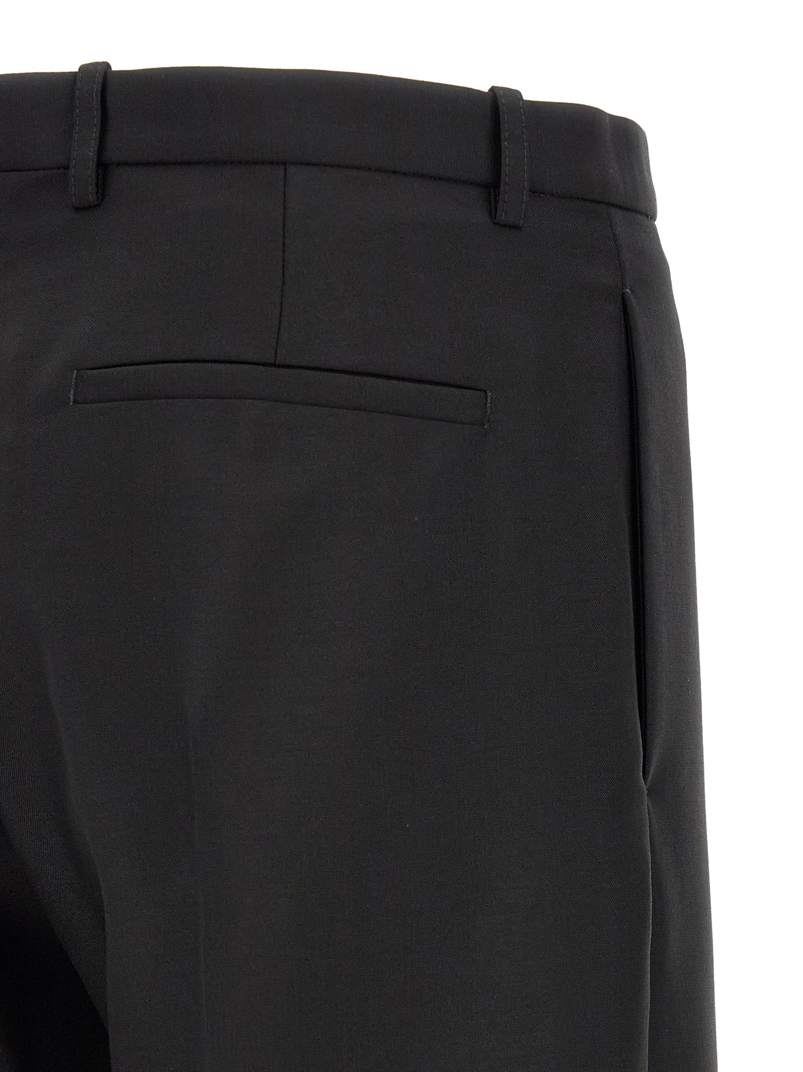Trousers by Jil Sander for men in mohair virgin wool black presents a smart silhouette, meticulously detailed with a smart straight-leg, a smart long, and a smart .