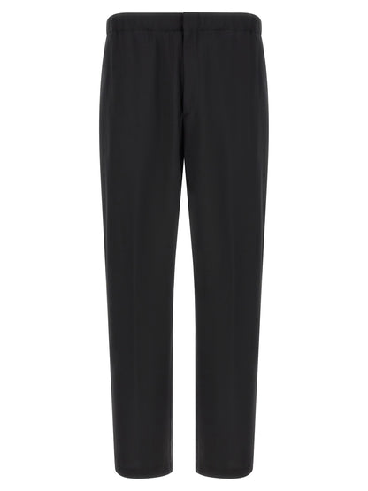 Trousers by Lardini for men in virgin wool black presents a perennial silhouette, meticulously tailored with a straight-leg cut, long finish, and an elegant .