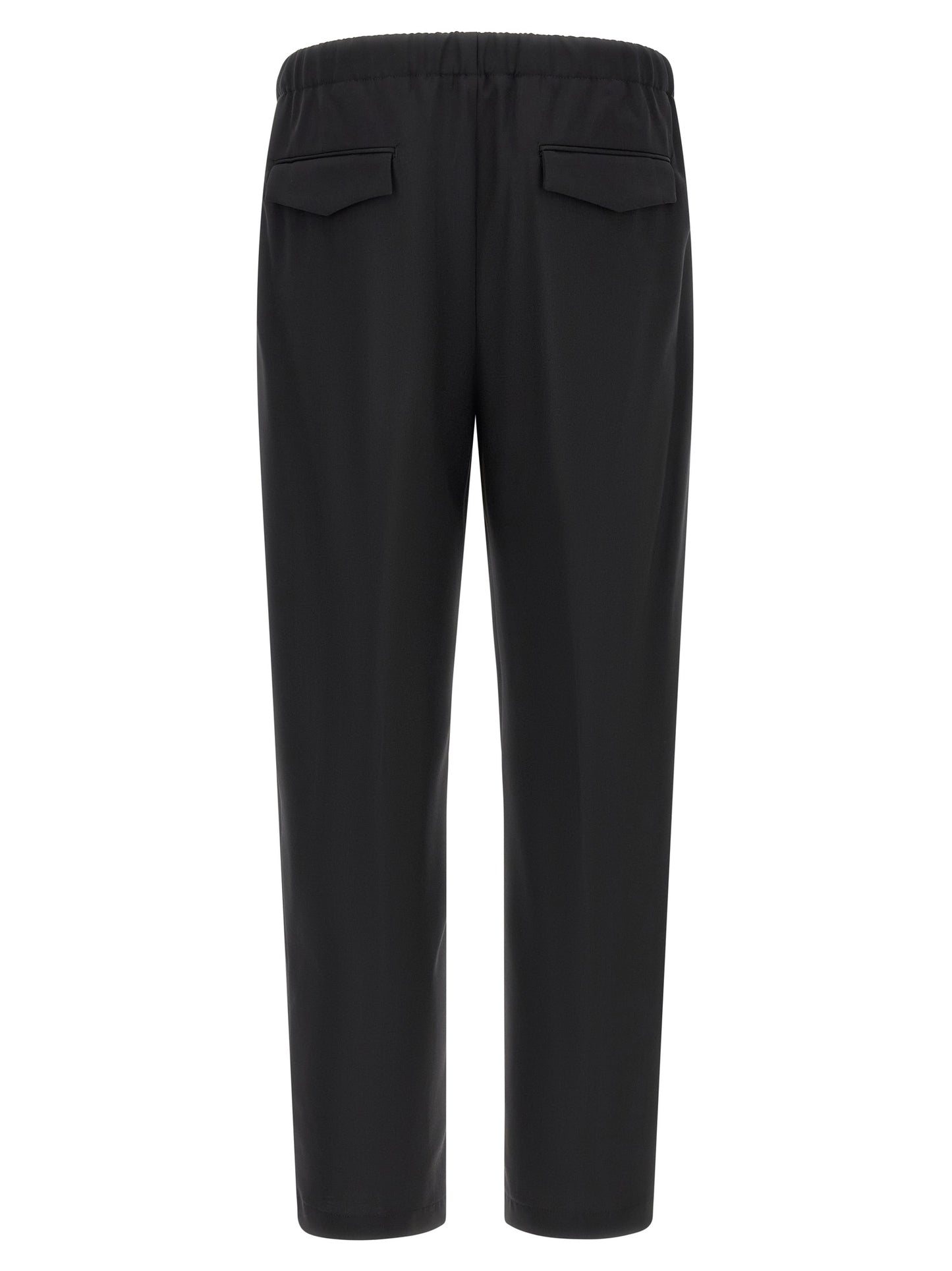Trousers by Lardini for men in virgin wool black features a sculptural silhouette, showcasing a sculptural straight-leg and long with a sophisticated for a sculptural finish.
