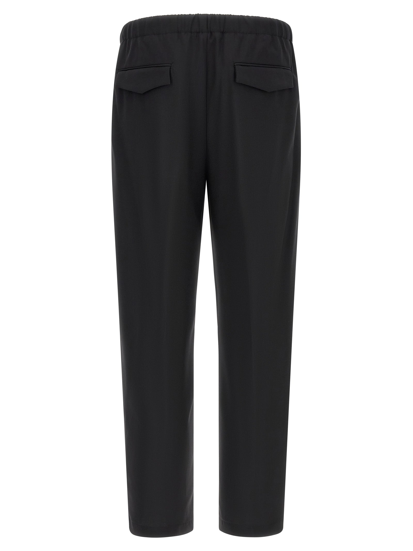 Trousers by Lardini for men in virgin wool black features a sculptural silhouette, showcasing a sculptural straight-leg and long with a sophisticated for a sculptural finish.