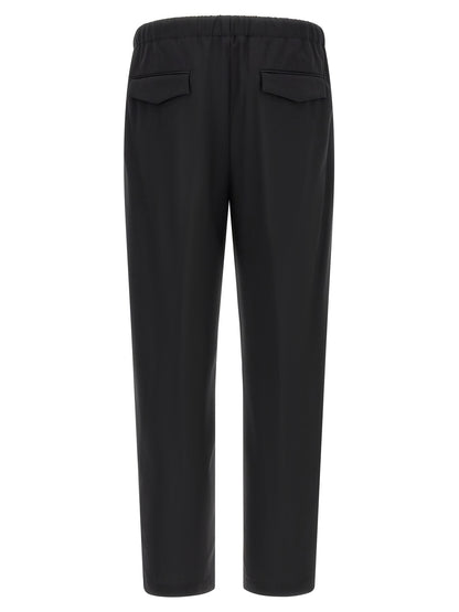 Trousers by Lardini for men in virgin wool black features a sculptural silhouette, showcasing a sculptural straight-leg and long with a sophisticated for a sculptural finish.