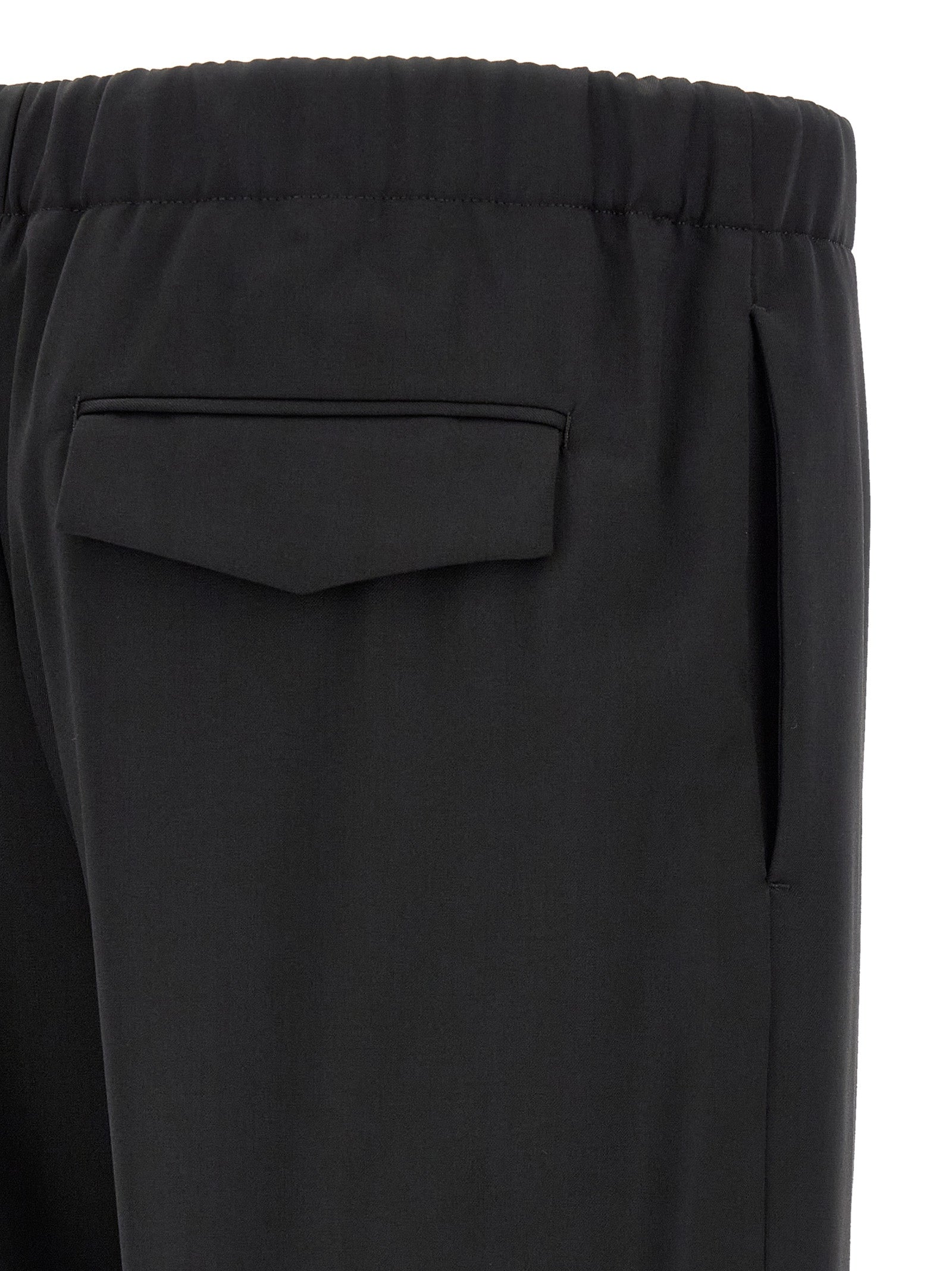 Trousers by Lardini for men in virgin wool black features a artisanal silhouette, showcasing a sophisticated straight-leg with a long and for a artisanal finish.