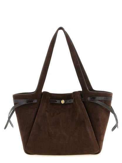 Tote Bag by Tory Burch for women in bos taurus suede cowhide leather brown, gold & print features an sumptuous Romy Bos Taurus Suede Cowhide Leather Tote Bag design with a secure zipper & button, ample , and versatile for an sumptuous finish.