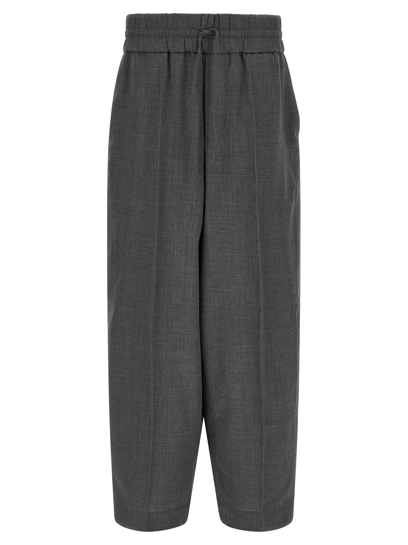 Trousers by Ami Paris for men in virgin wool gray & signature features an on trend silhouette, showcasing a sophisticated relaxed-fit with a long and high rise for an on trend finish.