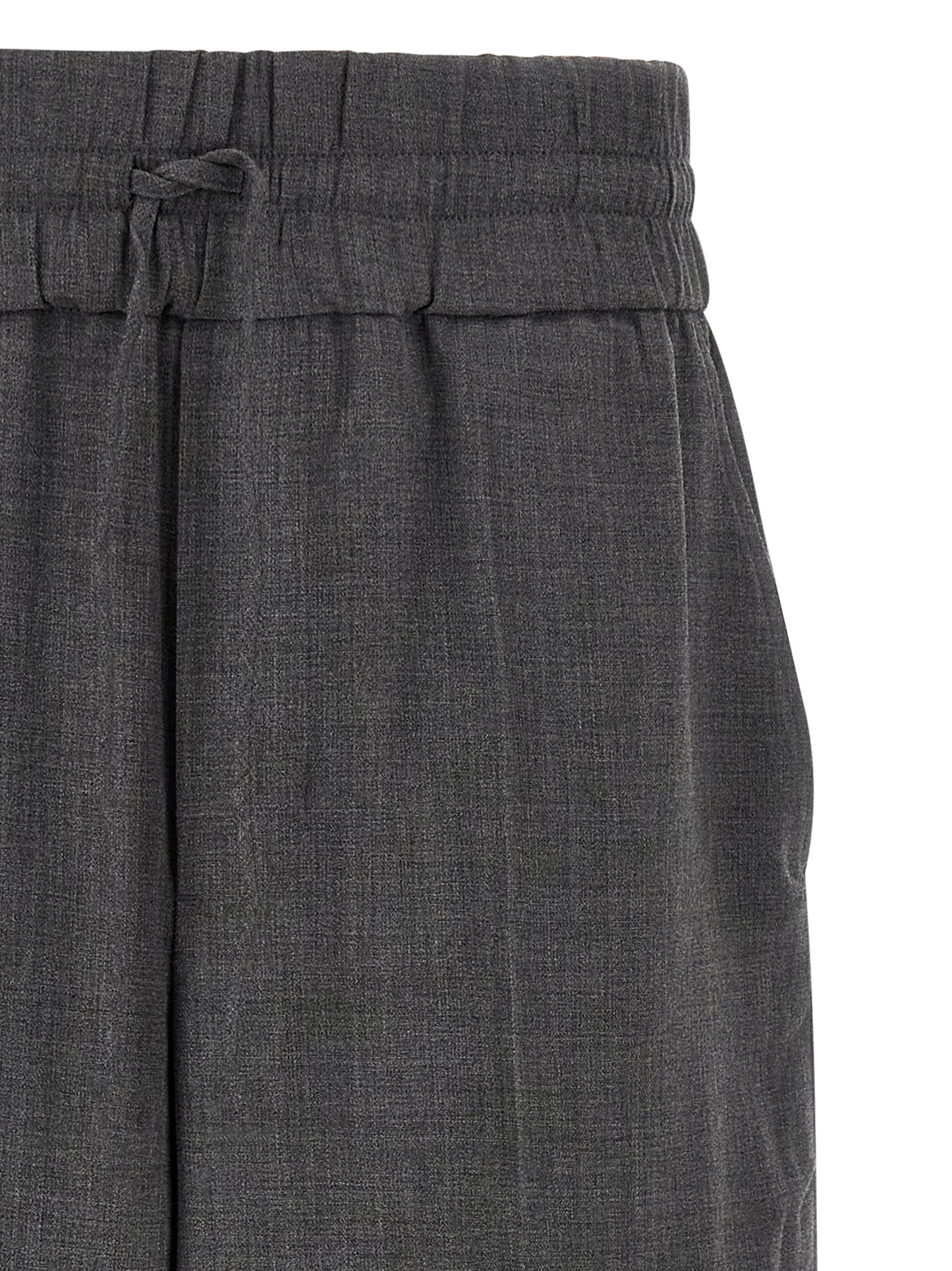 Trousers by Ami Paris for men in virgin wool gray & signature features a tailored silhouette with a tailored relaxed-fit, defined by its long and a sophisticated high rise.