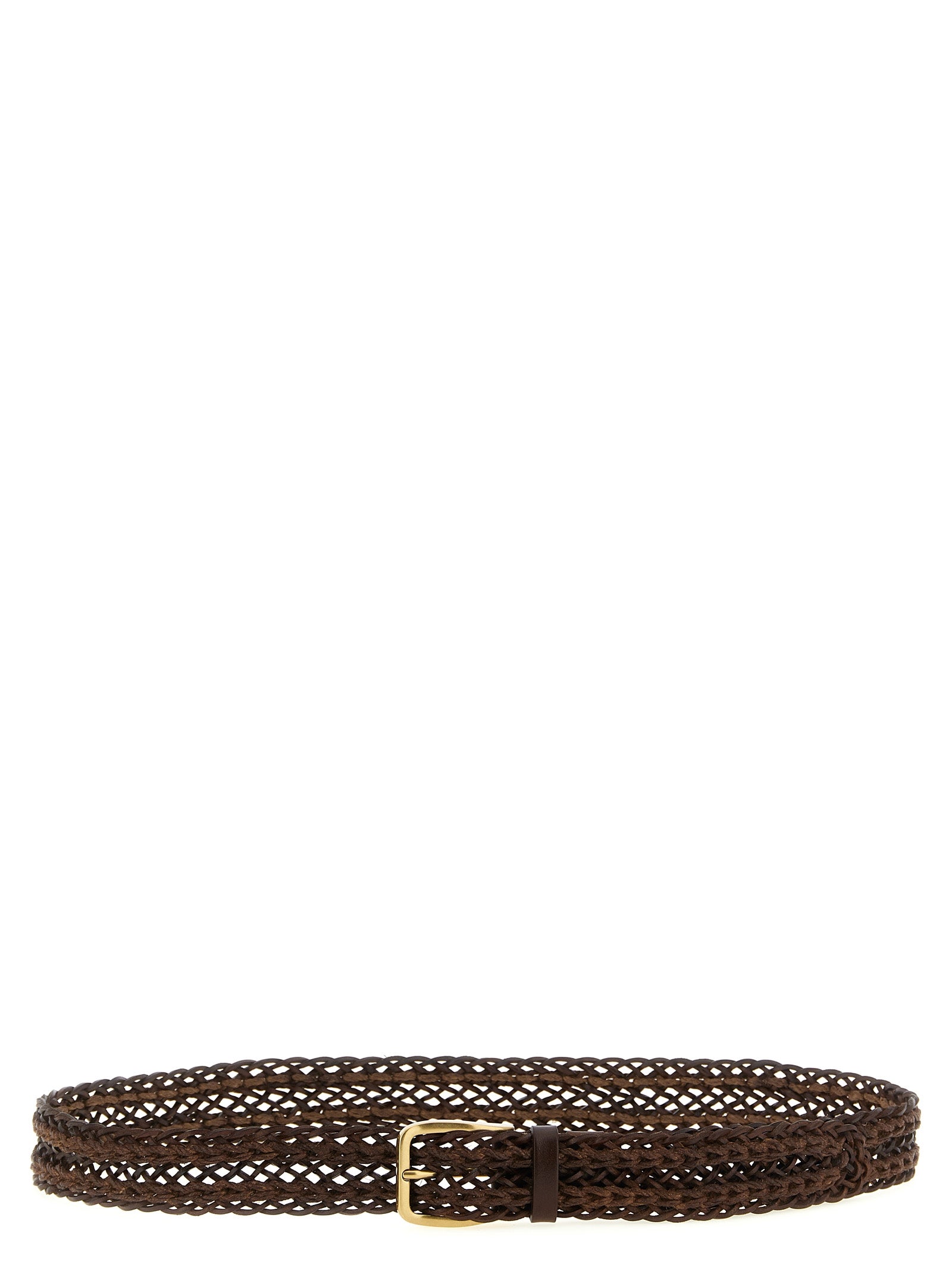Belt by Brunello Cucinelli for men in calfskin leather brown features a bohemian chic silhouette, showcasing the bohemian chic Calfskin Leather Belt design with a sophisticated bohemian chic finish.