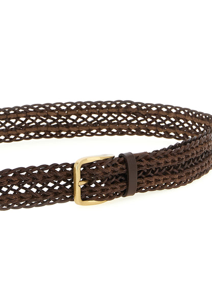 Belt by Brunello Cucinelli for men in calfskin leather brown features a versatile silhouette, artfully showcasing the versatile design of the Calfskin Leather Belt for a sophisticated, premium finish.