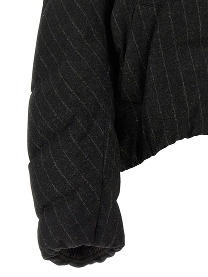 Puffer Jacket by Brunello Cucinelli for women in virgin cashmere wool viscose & sequins gray, patterned & pinstripe features a city-ready silhouette, detailed with insulated and a city-ready .