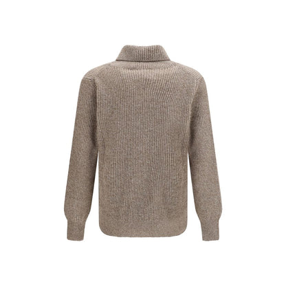 Cardigan by Brooksfield for men in virgin wool beige & natural features an crisp silhouette, showcasing a sophisticated shawl-collar neckline and detail for a truly crisp finish.