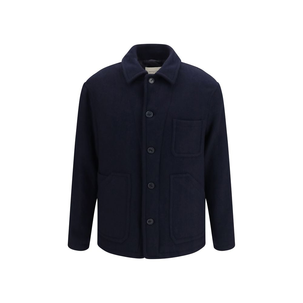 Overcoat by Brooksfield for men in polyamide polyester & wool blue showcases a architectural silhouette, artfully detailed with a distinctive shirt-collar neckline and functional pockets & insulated for a architectural finish.