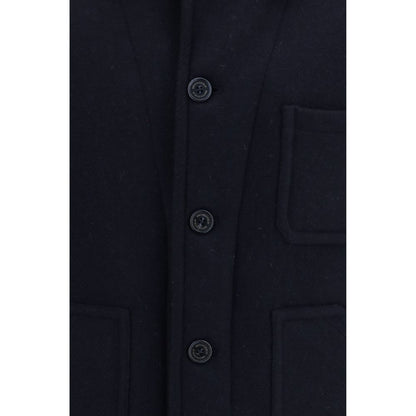 Overcoat by Brooksfield for men in polyamide polyester & wool blue features an satoral silhouette, showcasing a sophisticated shirt-collar neckline and satoral pockets & insulated for a premium, timeless look.