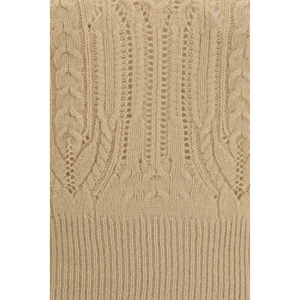 Sweater by Ermanno Scervino for women in cashmere & capra leather beige & patterned features an tactile silhouette, showcasing a sophisticated and tactile for a refined finish.