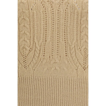 Sweater by Ermanno Scervino for women in cashmere & capra leather beige & patterned features an tactile silhouette, showcasing a sophisticated and tactile for a refined finish.