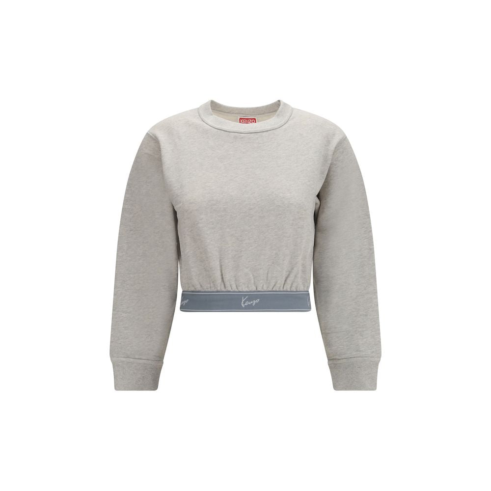 Sweatshirt by Kenzo for women in cotton gray features an exquisite silhouette, showcasing long-sleeve and crew neckline details for a exquisite look.