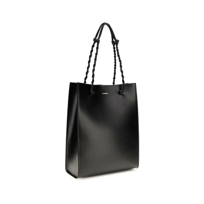 Shoulder Shopper Bag by Jil Sander for women in bos taurus calf leather black features a distinguished silhouette, showcasing a secure and distinguished with versatile shoulder-strap for a distinguished finish.