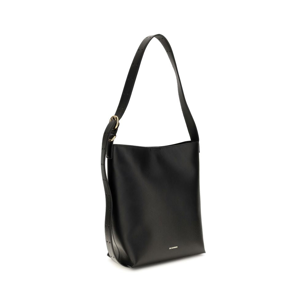 Tote Handbag by Jil Sander for women in bos taurus calf leather black presents a ornamental silhouette, showcasing a secure , ample , and versatile for a ornamental finish.