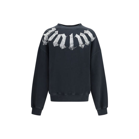 Sweatshirt by Palm Angels for men in cotton black presents a smart casual silhouette, featuring a smart casual crew neckline and long-sleeve for a sophisticated look.