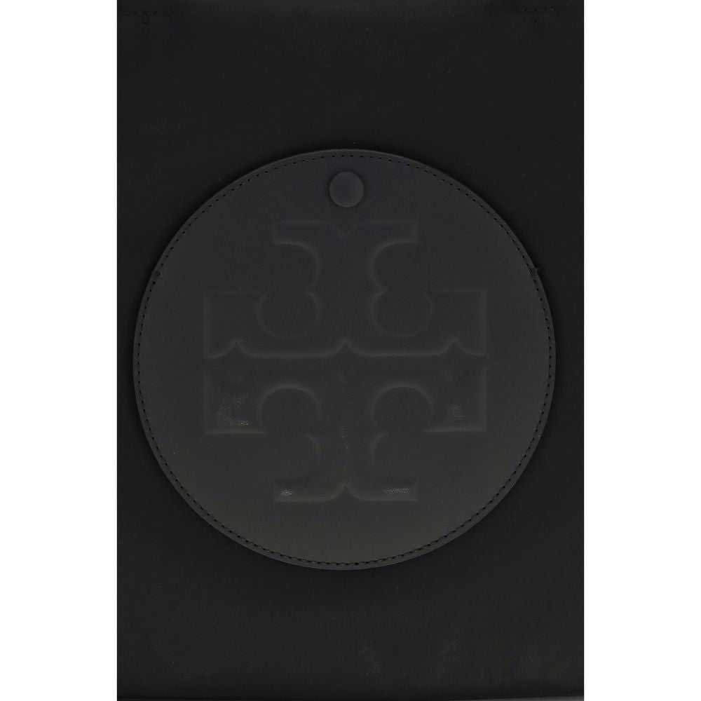 Small Tote Handbag by Tory Burch for women in polyamide black features a signature silhouette, showcasing a secure and signature with versatile for a sophisticated look.