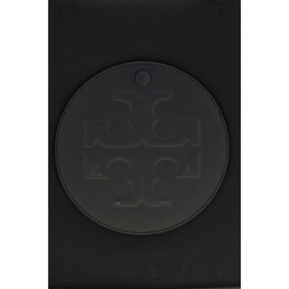 Small Tote Handbag by Tory Burch for women in polyamide black features a signature silhouette, showcasing a secure and signature with versatile for a sophisticated look.