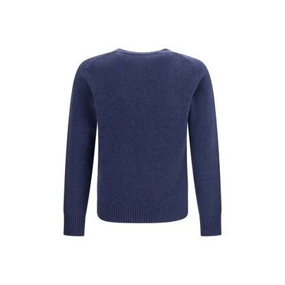 Sweater by Brooksfield for men in cashmere & capra leather blue showcases a discreet silhouette, finished with a discreet crew neckline and for a discreet look.
