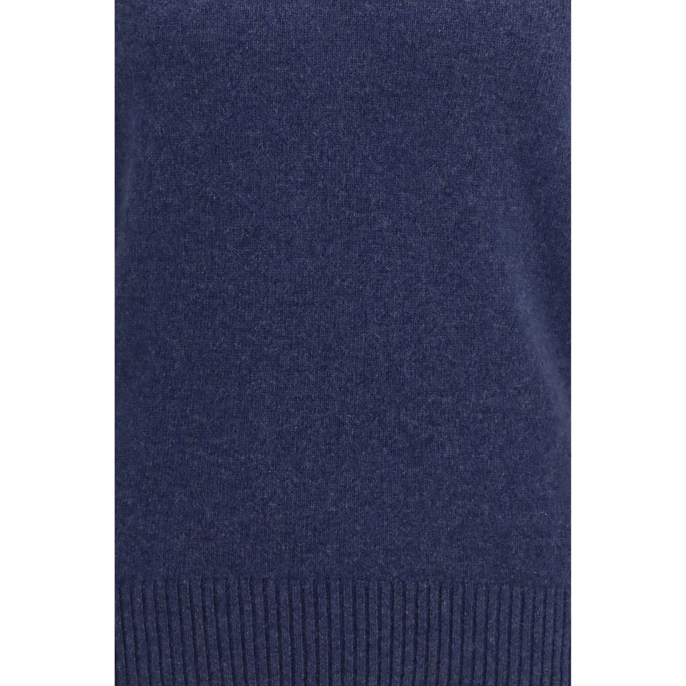 Sweater by Brooksfield for men in cashmere & capra leather blue features an tactile silhouette, showcasing a sophisticated crew neckline and tactile for a refined finish.