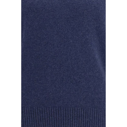 Sweater by Brooksfield for men in cashmere & capra leather blue features an tactile silhouette, showcasing a sophisticated crew neckline and tactile for a refined finish.