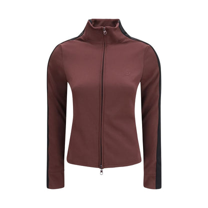 Activewear Sweatshirt by Courrèges for women in acetate & polyester bicolour & bordeaux presents a dynamic silhouette, featuring a dynamic high-neck neckline and long-sleeve detailed with functional .