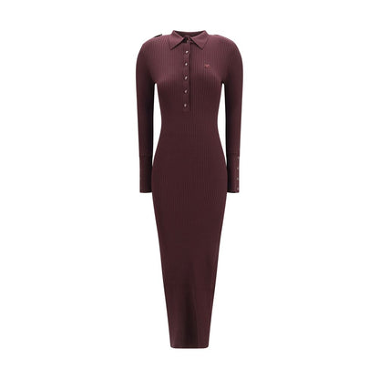 Dress by Courrèges for women in viscose polyester & acetate purple features a dramatic silhouette, showcasing an elegant and that flows into a dramatic long.
