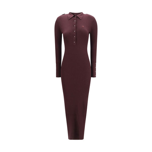 Dress by Courrèges for women in viscose polyester & acetate purple features a dramatic silhouette, showcasing an elegant and that flows into a dramatic long.