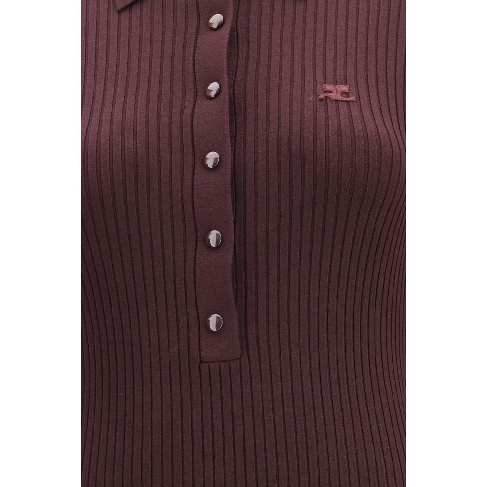 Dress by Courrèges for women in viscose polyester & acetate purple showcases a striking silhouette, elegantly detailed with a , refined , and a striking long for a striking finish.