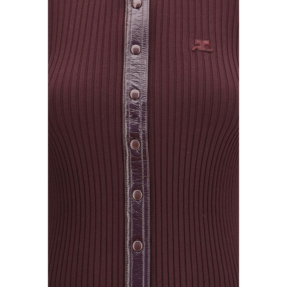 Cardigan by Courrèges for women in vinyl polyester viscose bordeaux features an crisp silhouette, showcasing a sophisticated and detail for a truly crisp finish.
