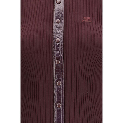 Cardigan by Courrèges for women in vinyl polyester viscose bordeaux features an crisp silhouette, showcasing a sophisticated and detail for a truly crisp finish.