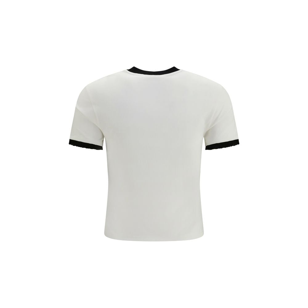 T-Shirt by Gucci for women in cotton white & print showcases a unassuming silhouette, artfully detailed with a refined crew neckline and unassuming for a sophisticated, contemporary look.