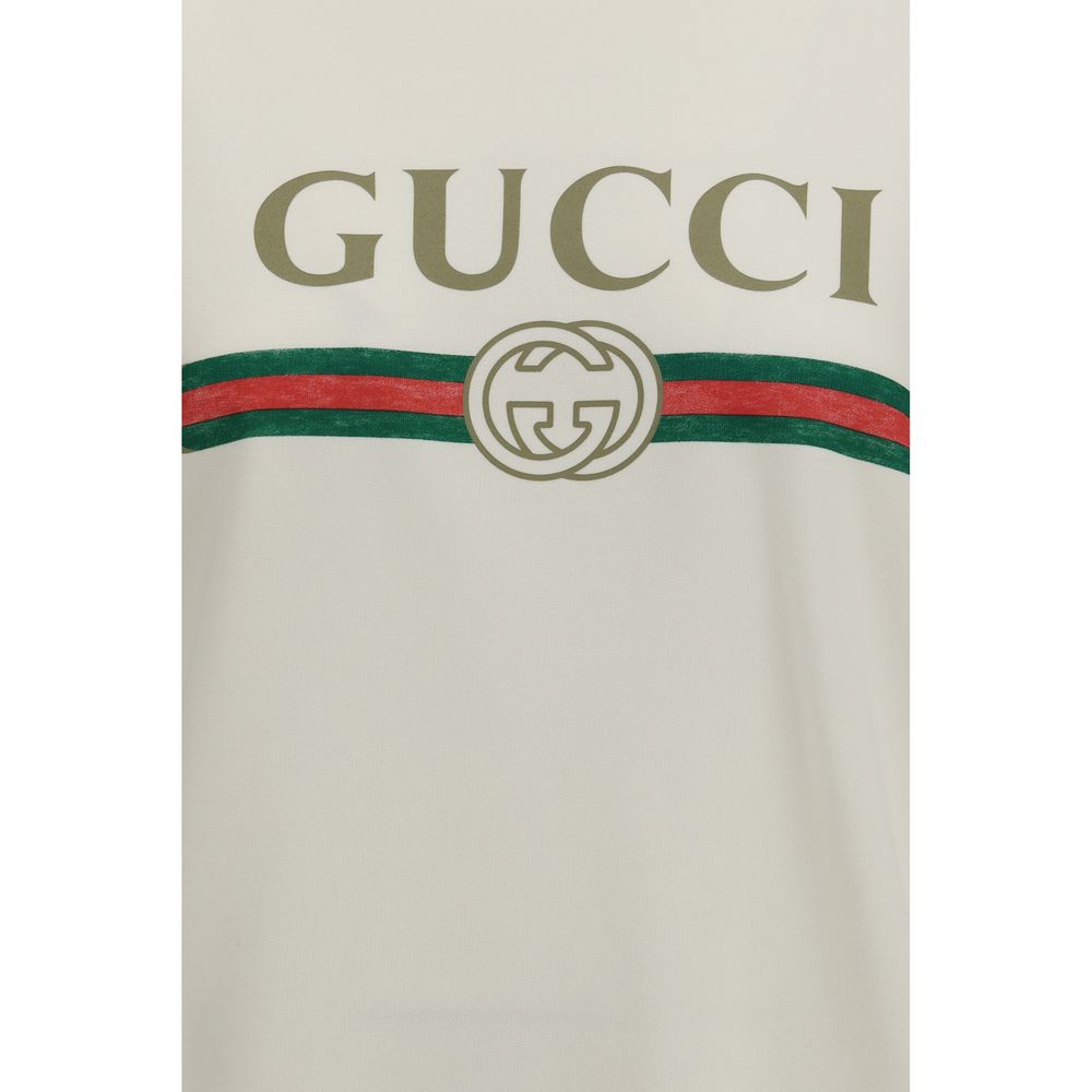 Sweatshirt Hoodie by Gucci for women in cashmere cotton & capra leather white & print features a slouchy chic silhouette, detailed with a slouchy chic and a signature for an elevated aesthetic.