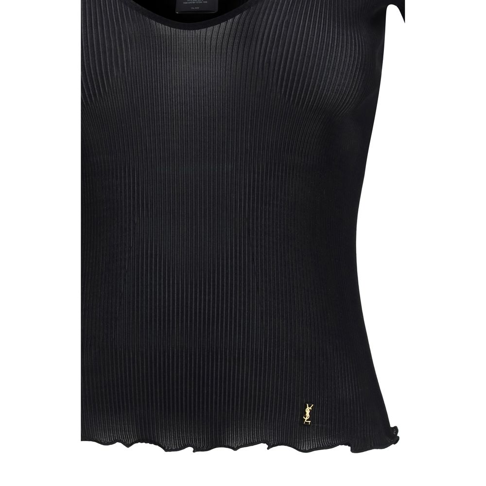 Blouse by Saint Laurent for women in silk black features an polished silhouette, showcasing a sophisticated and detail for a truly polished finish.