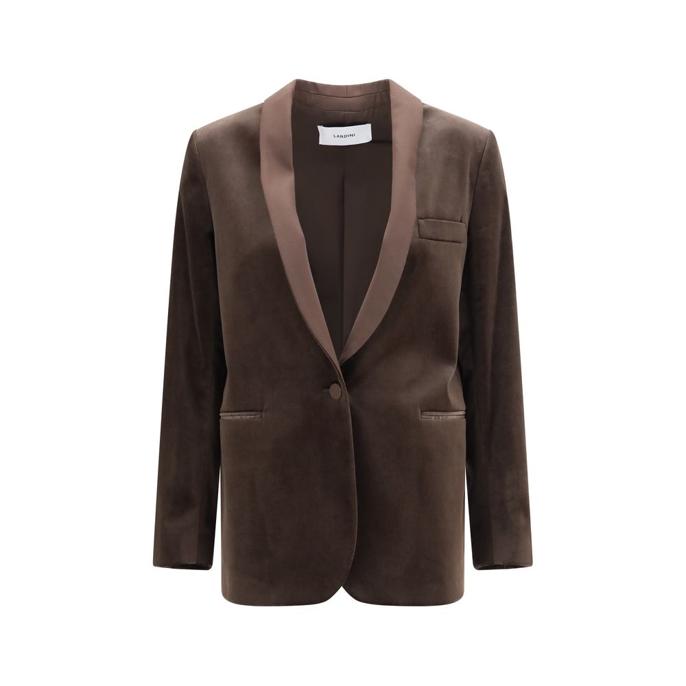 Blazer by Lardini for women in cotton modal velvet brown features an stylish silhouette, showcasing a sophisticated lapel notch-lapel neckline and stylish for a truly stylish finish.
