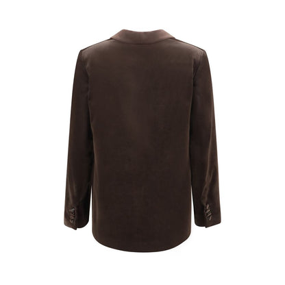 Blazer by Lardini for women in cotton modal velvet brown presents a distinguished silhouette, detailed with a distinguished lapel notch-lapel neckline and distinctive for a truly sophisticated finish.