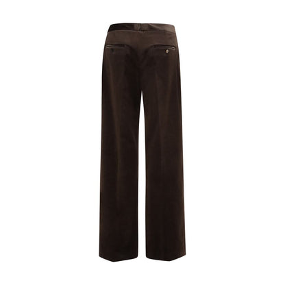 Pants by Lardini for women in cotton modal velvet brown features an on trend silhouette with a and regular-fit & wide cut in an elegant long for a sophisticated look.