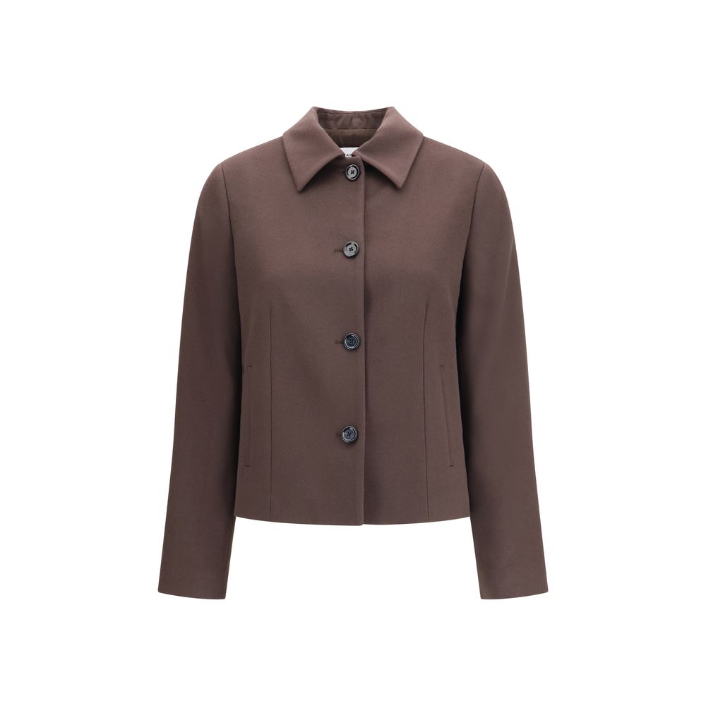 Overcoat by Lardini for women in virgin wool brown showcases a architectural silhouette, artfully detailed with a distinctive and functional pockets for a architectural finish.