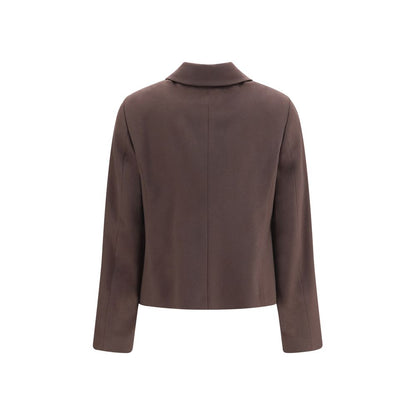 Overcoat by Lardini for women in virgin wool brown features an voluminous silhouette, showcasing distinct pockets and a voluminous for a truly voluminous aesthetic.