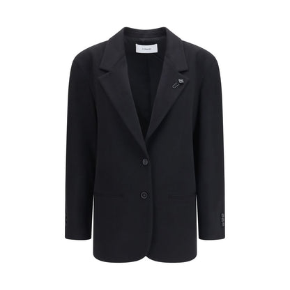Blazer by Lardini for women in cashmere & capra leather black features an sartorial silhouette, showcasing a sophisticated single-breasted neckline and sartorial for a truly sartorial finish.
