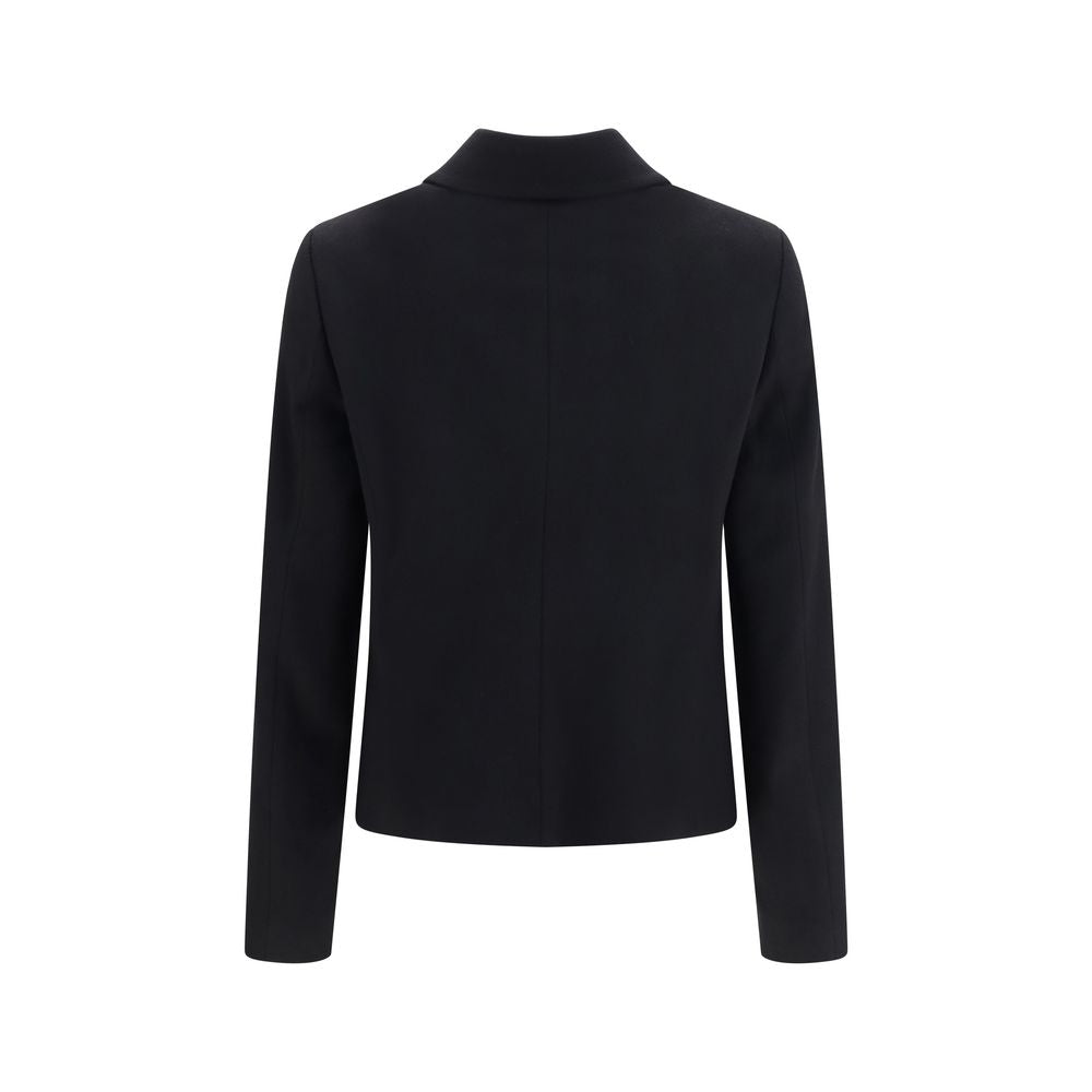 Overcoat by Lardini for women in virgin wool black features an satoral silhouette, showcasing a sophisticated and satoral pockets for a premium, timeless look.