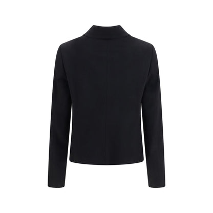 Overcoat by Lardini for women in virgin wool black features an satoral silhouette, showcasing a sophisticated and satoral pockets for a premium, timeless look.