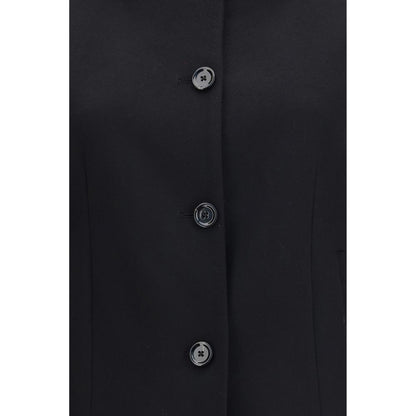 Overcoat by Lardini for women in virgin wool black showcases a enveloping silhouette, detailed with distinctive pockets and a enveloping .