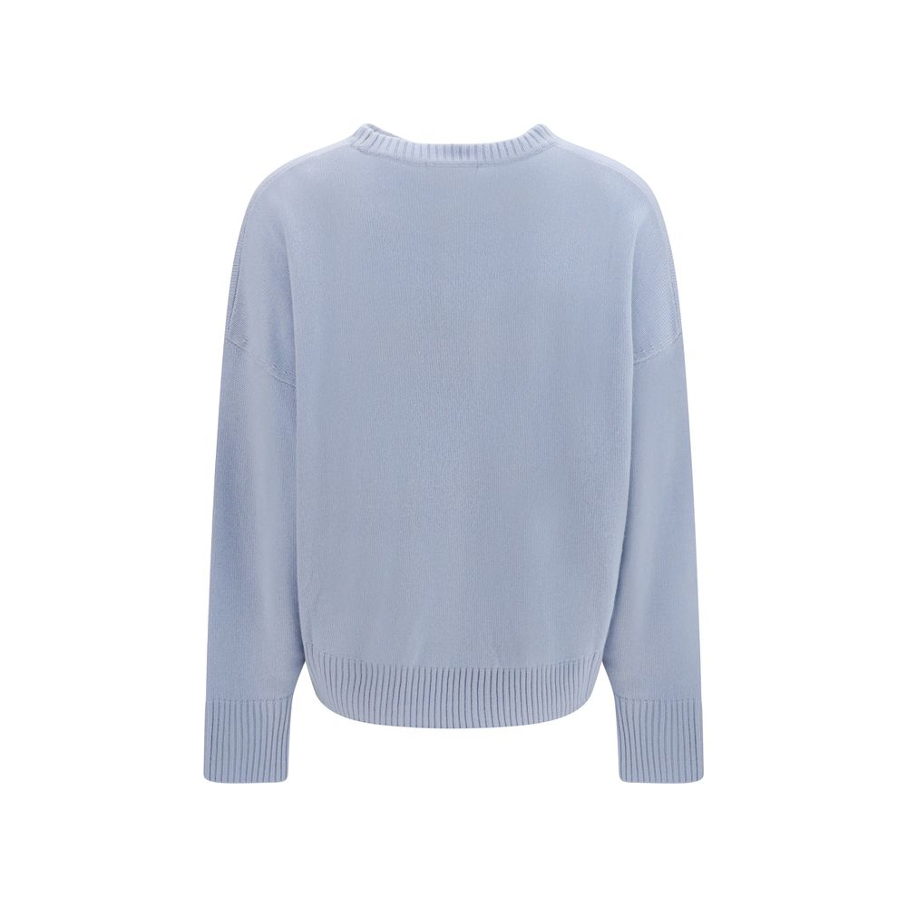 Sweater by Loulou De Saison for women in cashmere & capra leather blue showcases a discreet silhouette, finished with a discreet crew neckline and for a discreet look.