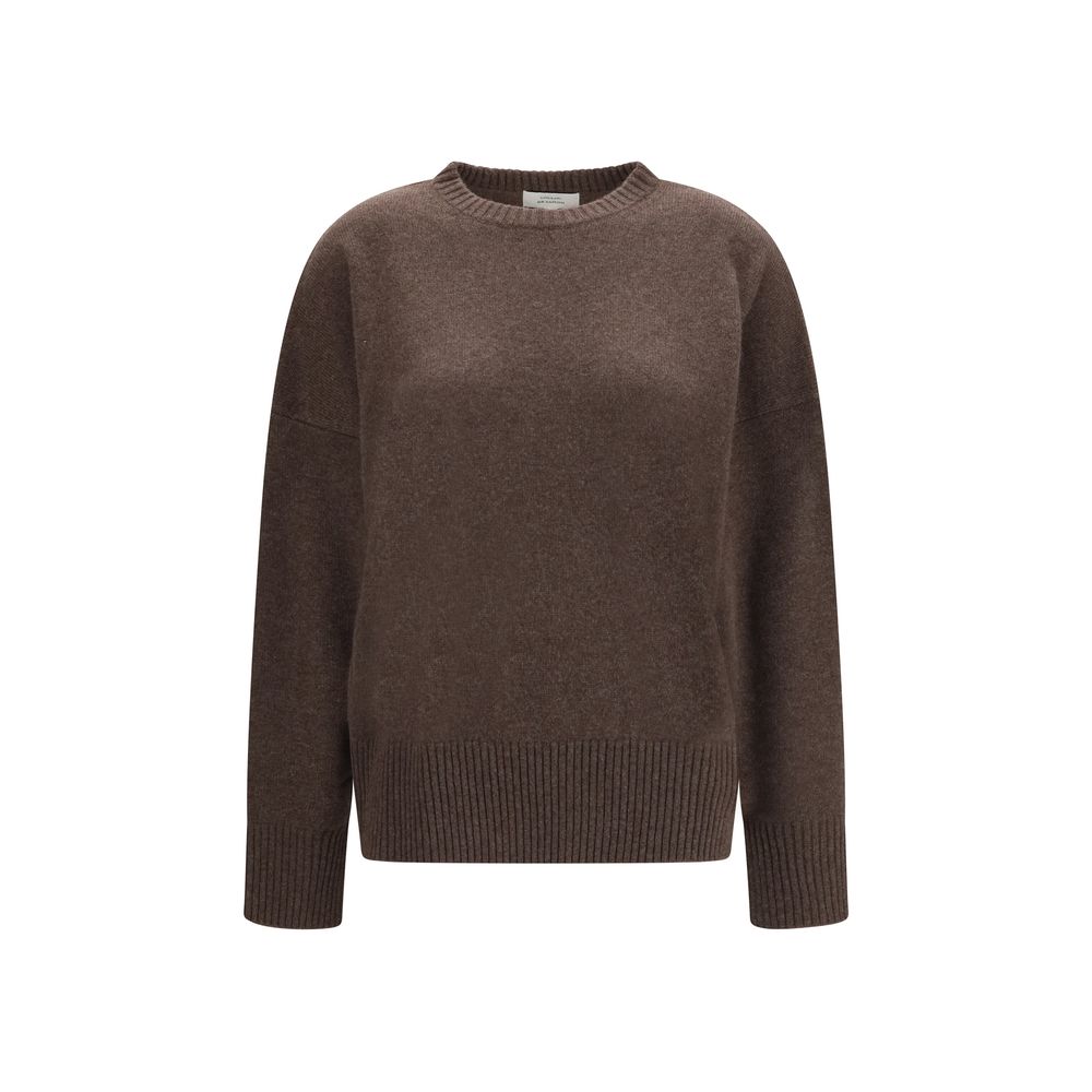 Sweater by Loulou De Saison for women in cashmere & capra leather brown features an polished silhouette, showcasing refined and a sophisticated crew neckline for a truly polished finish.