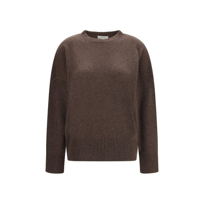 Sweater by Loulou De Saison for women in cashmere & capra leather brown features an polished silhouette, showcasing refined and a sophisticated crew neckline for a truly polished finish.